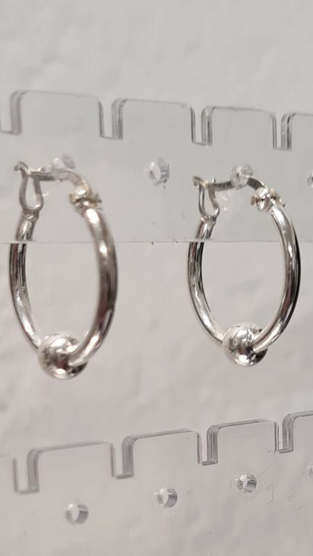 Sterling Silver Hoop Earrings - Ball