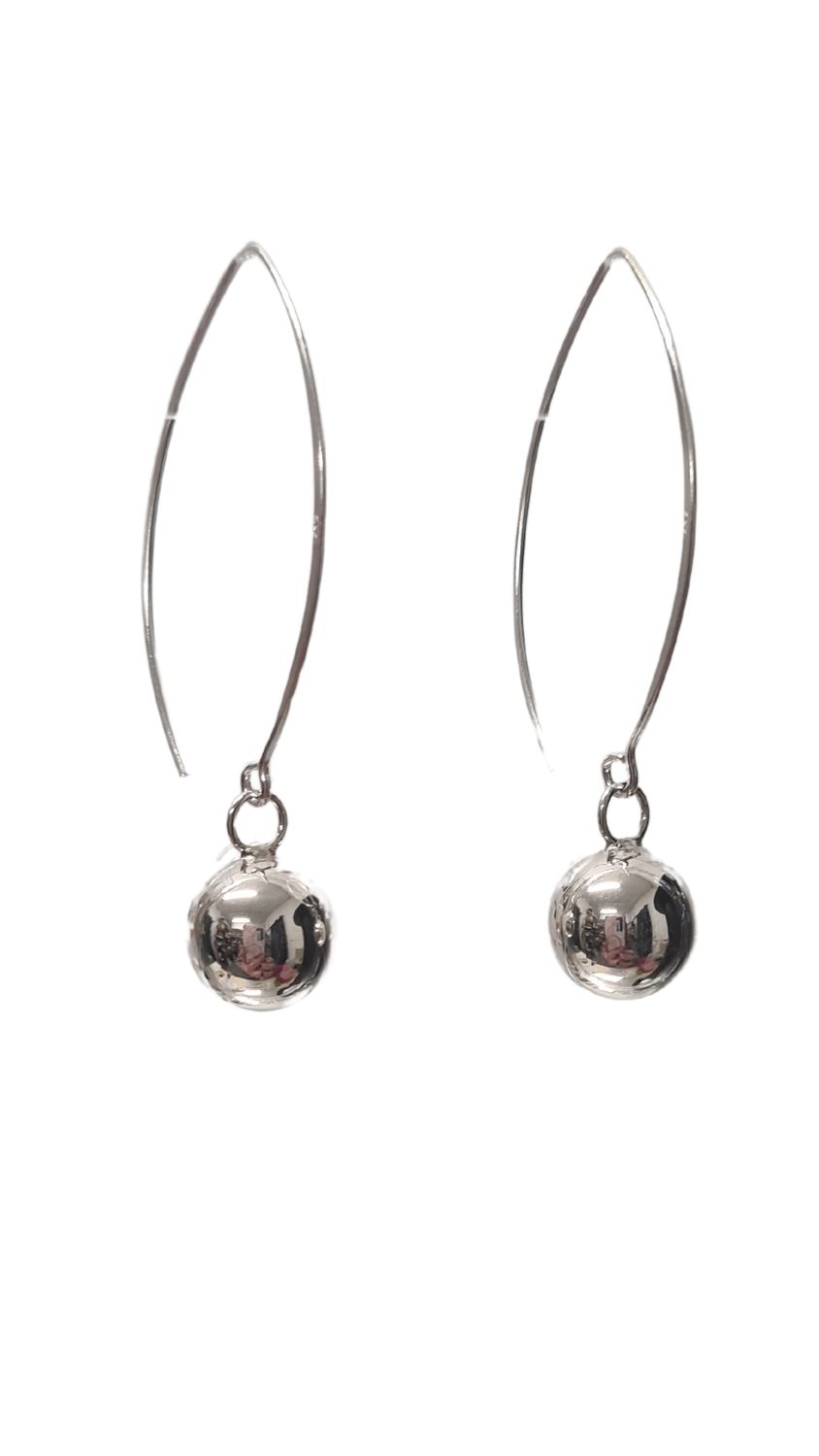 Sterling Silver Dangling Earrings - Ball