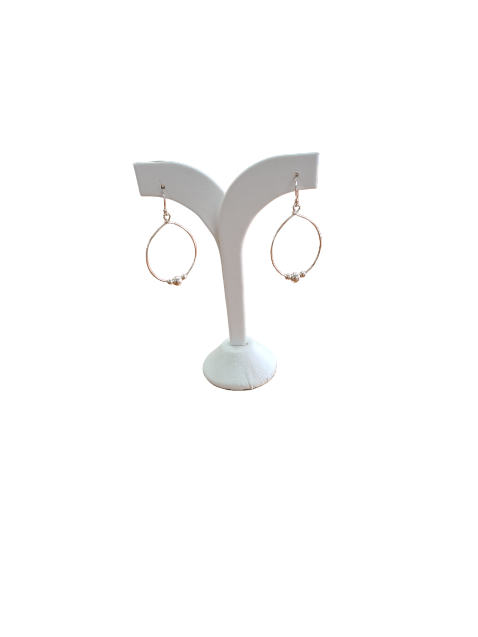 Sterling silver Oval dangling Earrings - Triple ball