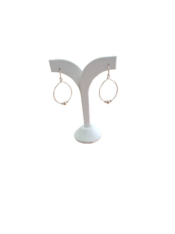 Sterling silver Oval dangling Earrings - Triple ball