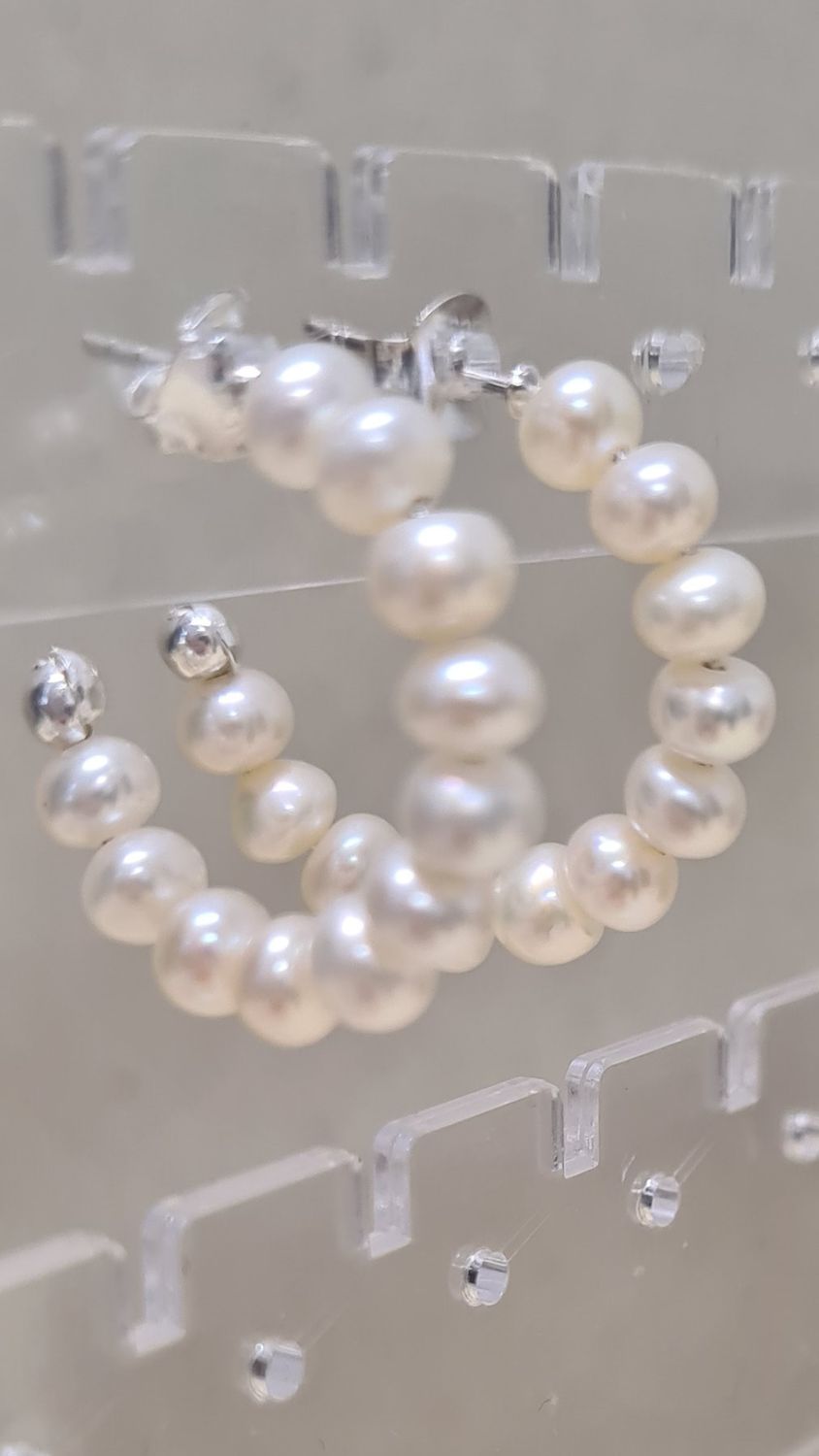 Fresh Water Pearl Hoop Earrings