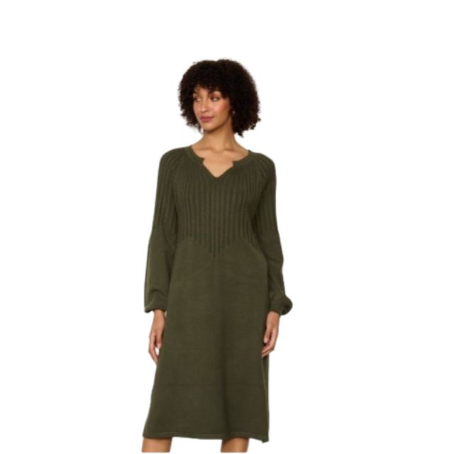 Half RibKnit Dress Olive