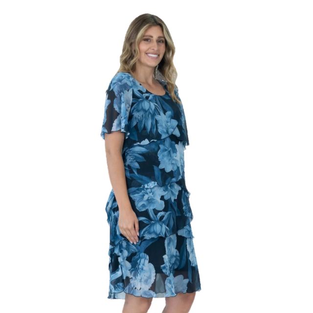 Tiered Dress Navy Floral