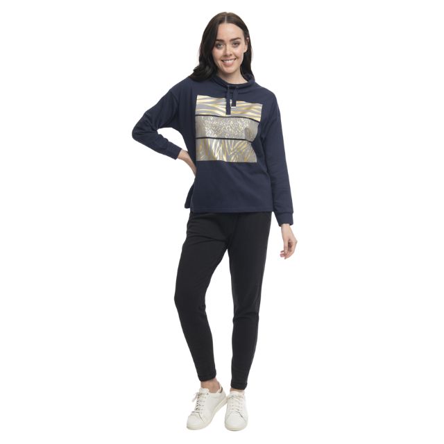 Gold Foil Jumper Navy