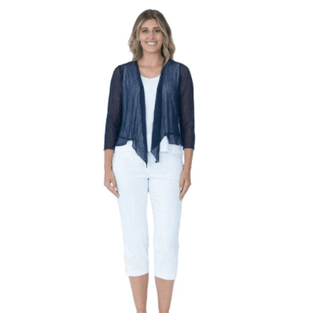 E 2 E Mesh Cardi - Navy/White
