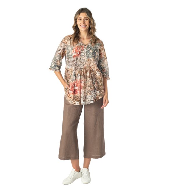 Linen Wide Leg Pants Coffee