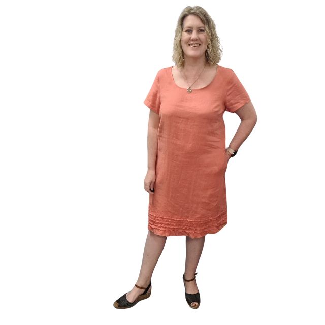 Ruffle Trim Dress Rust