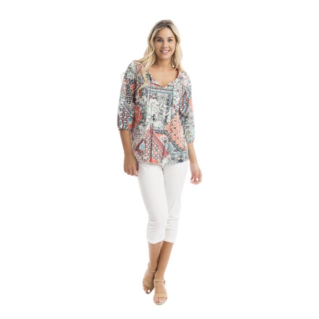 Coral Pleated Top
