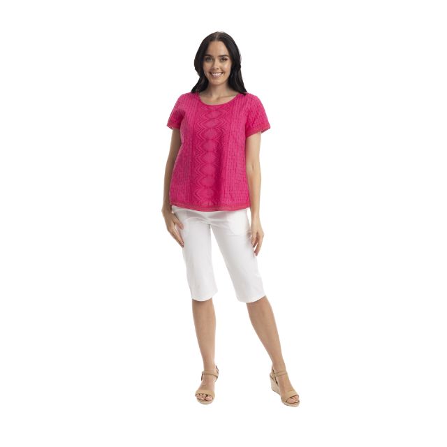 Broderie Top Hot Pink