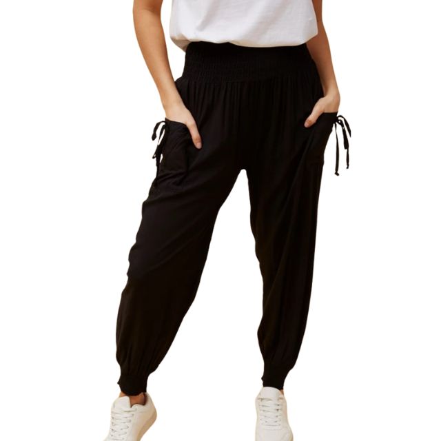 Shirred Pants Black