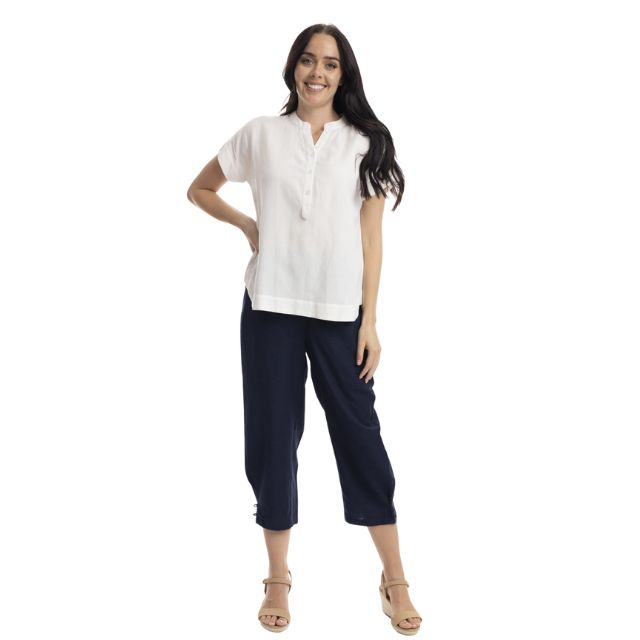 3/4 Linen Pants Navy