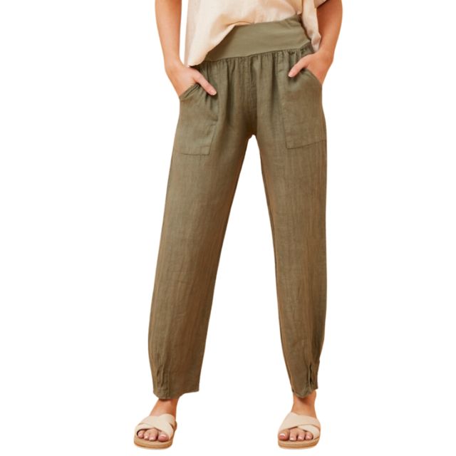 Pleated Leg Pants Khaki