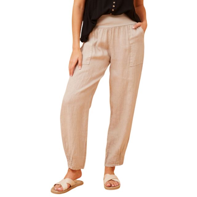 Pleated Leg Pants Linen