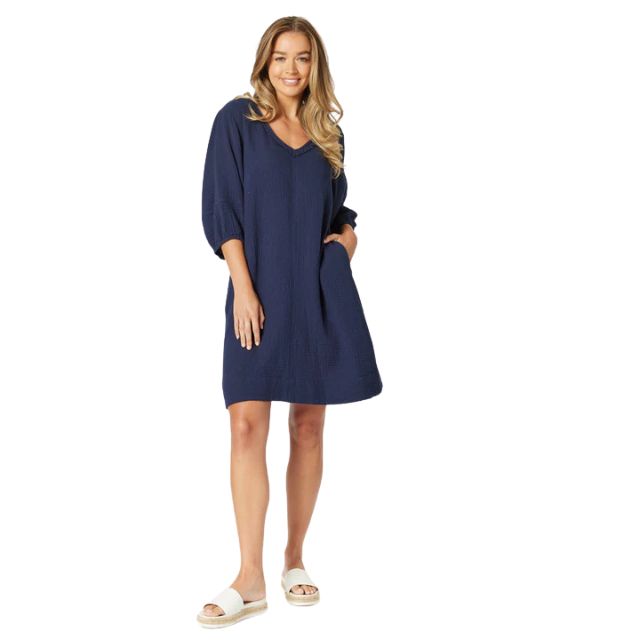 Byron Cotton Dress Navy