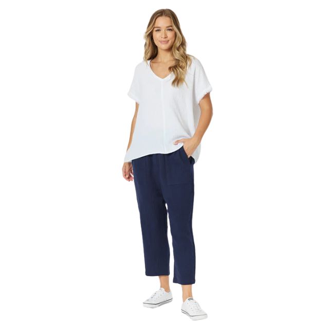 Byron Cotton V Neck Top White