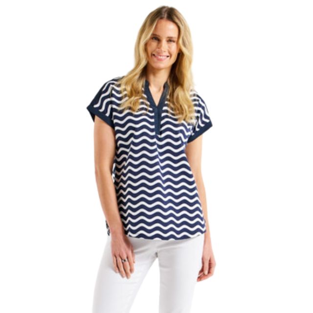 Navy Wave Stripe Top