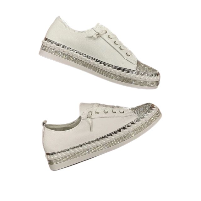 White Bling Toe Sneaker
