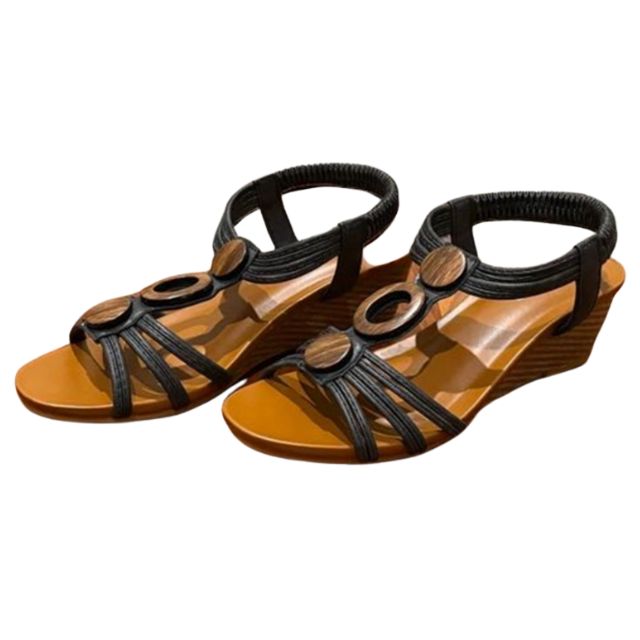 Black Wood Feature Sandal