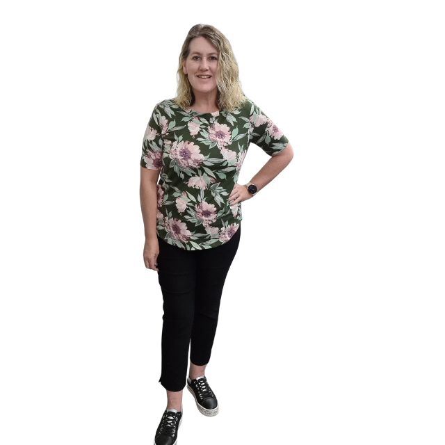 Jersey Tee Green Floral