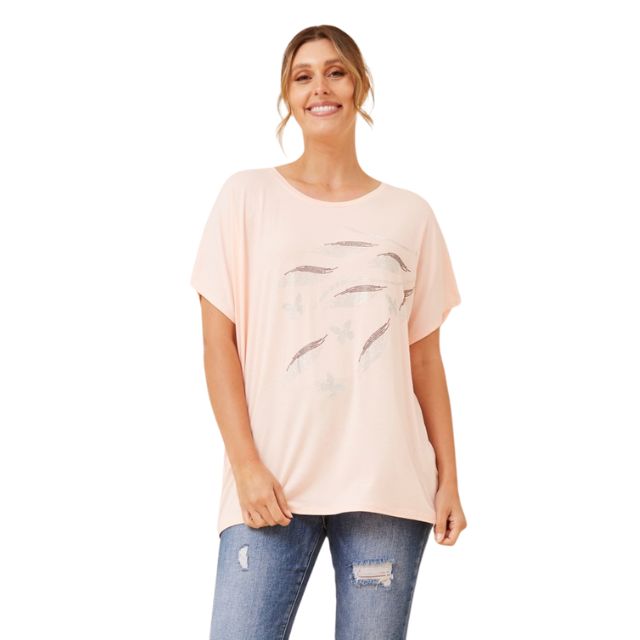 Sequin Butterfly Tee Soft Pink