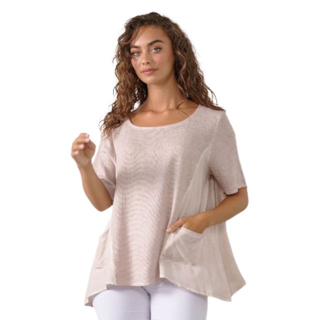 Swing Washed Linen Top Blush