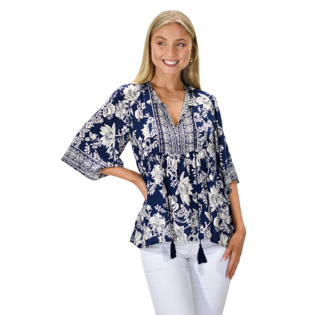 Jas Floral Top Blue