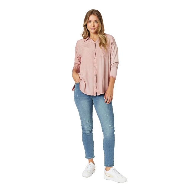 Bonnie Distressed Shirt Pink