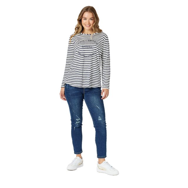 Riviera Top Black Stripe