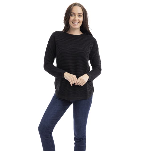 Black Ribbed Knit