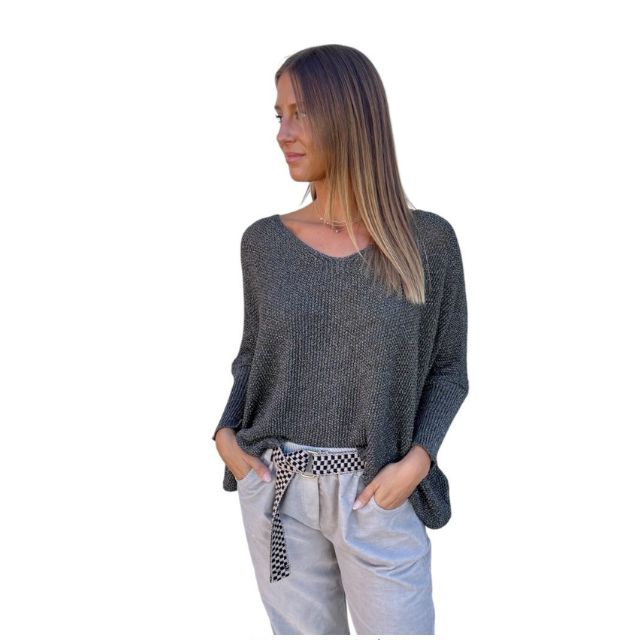 Khaki Metallic Knit
