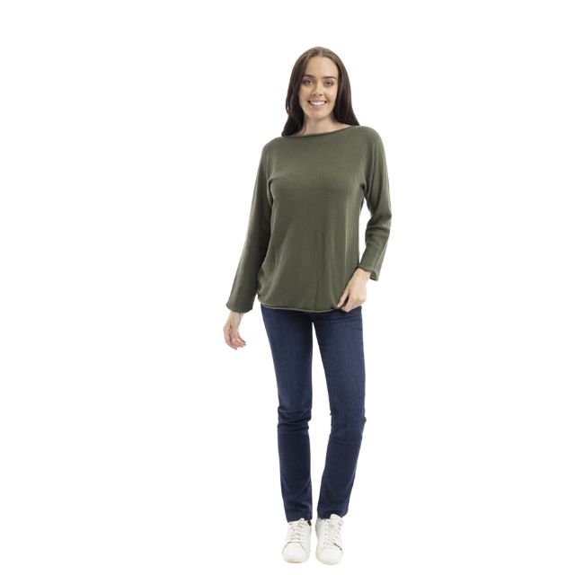 Boat neck knit Olive