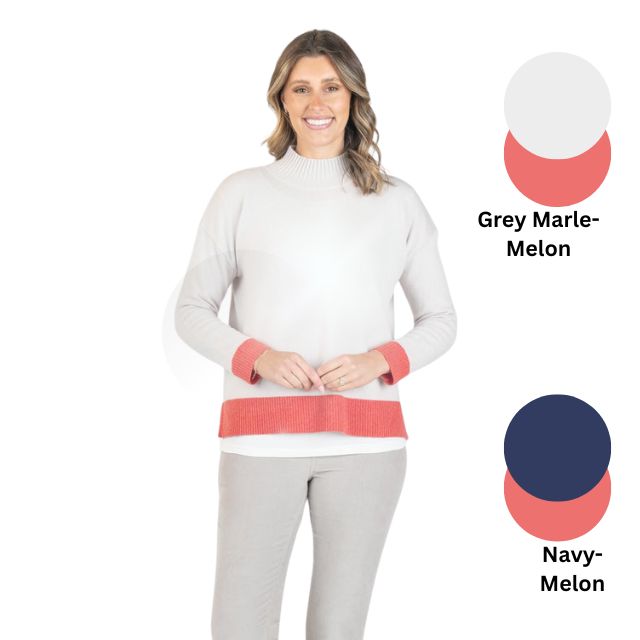 Colour Block Knit Navy