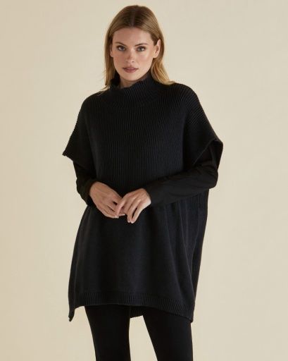 PAIGE PONCHO, Size: S/M, Colour: BLACK