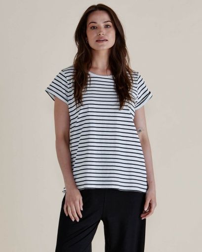 Caia Crew Tee, Colour: BLACK STRIPE, Size: 8