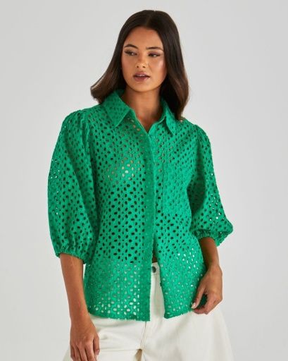 Steva Shirt Green, Colour: BRIGHT GREEN, Size: 10