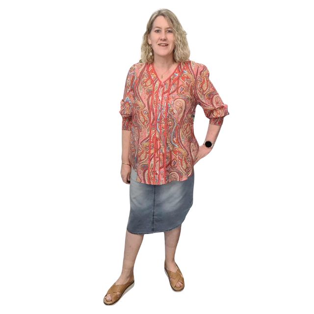 Orange Paisley Blouse