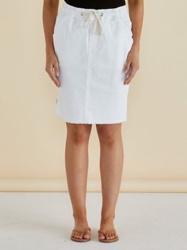 Augie Denim Skirt, Colour: WHITE, Size: 16