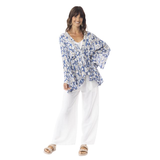 Boho Blue Floral Top