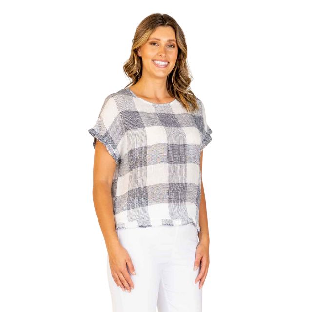 Navy Check Top