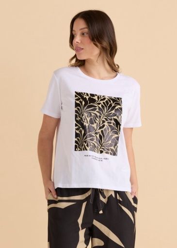 ELLIA CREW TEE, Colour: MONOCHROME FLORAL, Size: 16