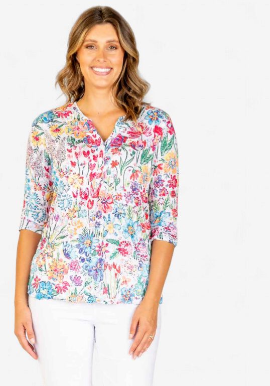 Floral Crinkle Top