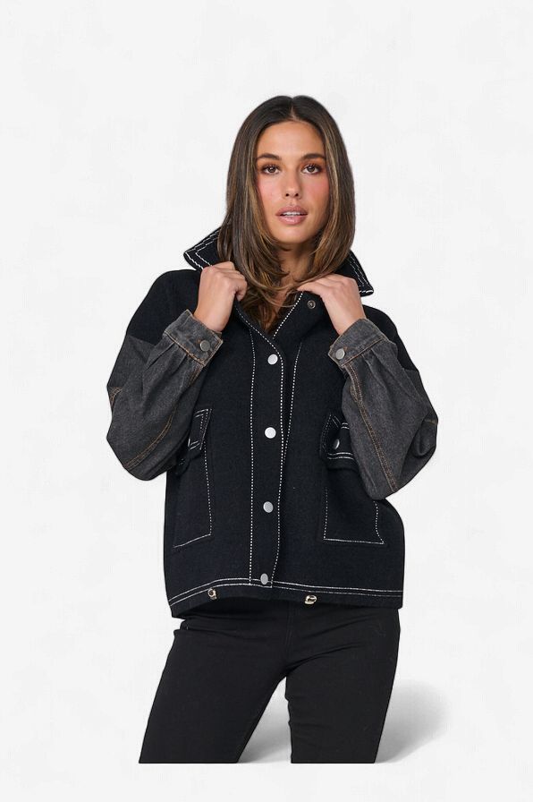 Jacket with Denim Sleeves