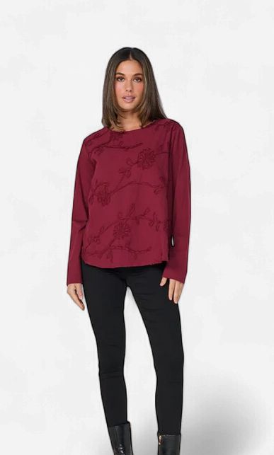 Ruby Floral Applique Top