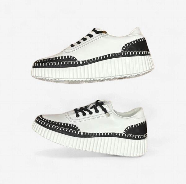 White Leather Black Stitching
