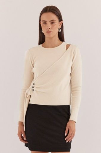 AZALEA WRAP SWEATER, Colour: CREAM, Size: 8