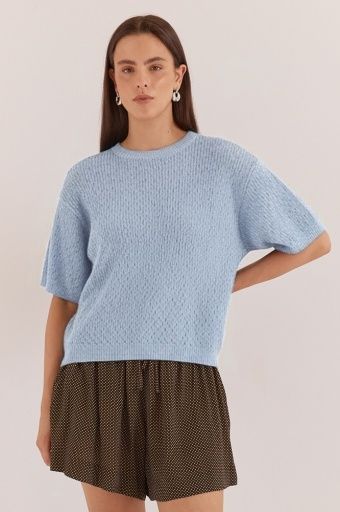 NONI RELAXED KNIT TEE, Colour: PALE BLUE, Size: 12