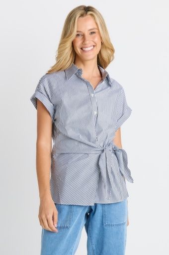 SCOUT TIE SHIRT STRIPE, Colour: BLACK/WHITE STRIPE, Size: 10