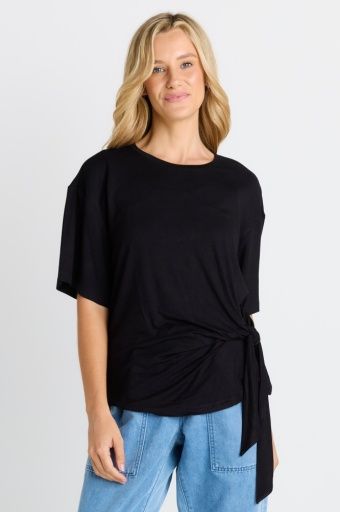 KNOT TEE, Colour: BLACK, Size: 8