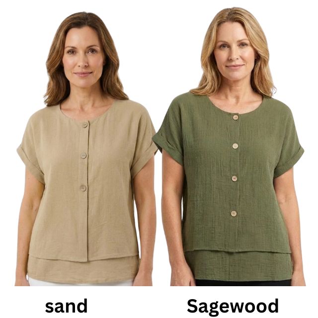 Georgette Button Top