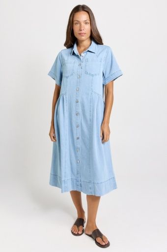 WILLOW DENIM DRESS, Colour: MEDIUM WASH, Size: 8